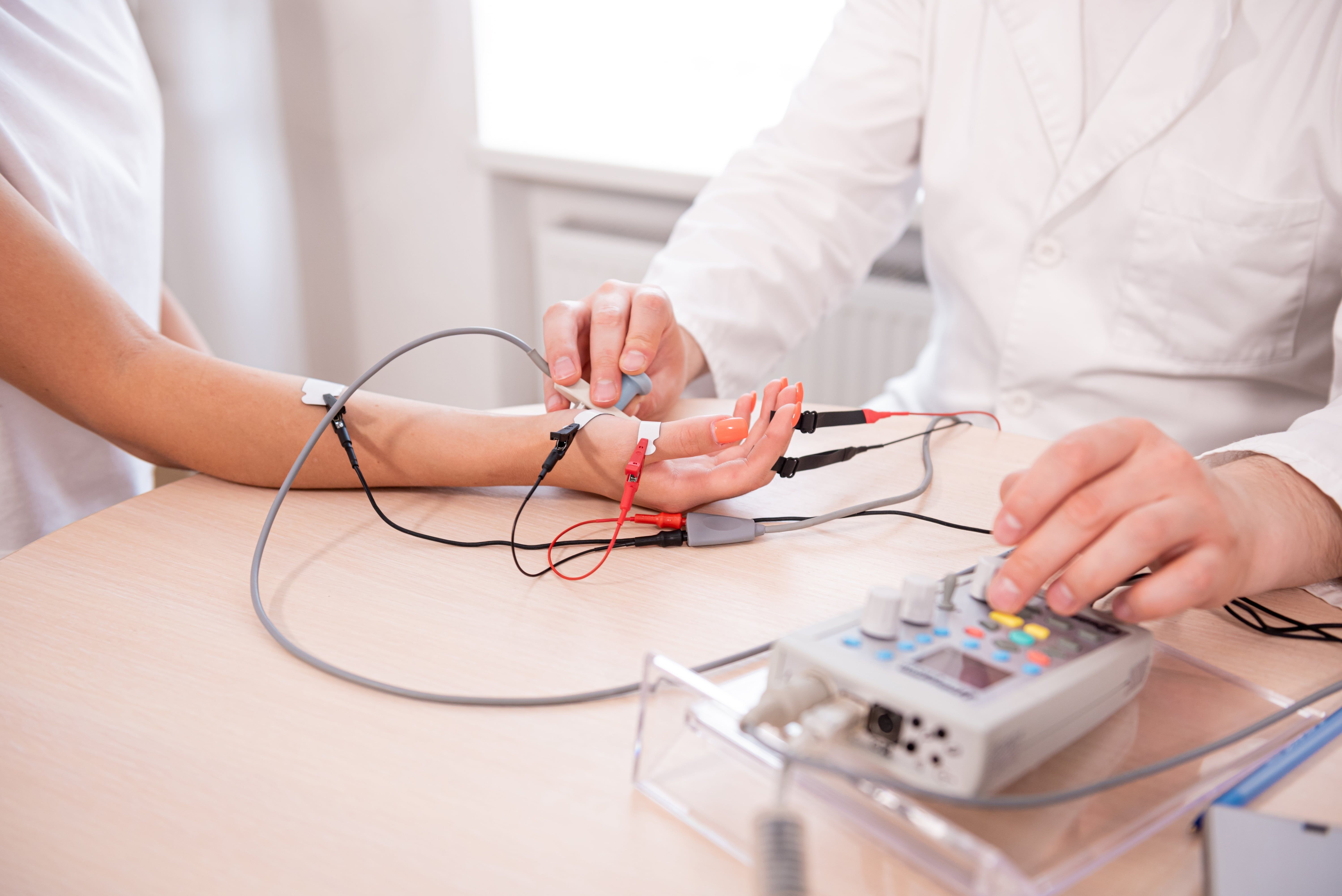 Patient getting an EMG test done